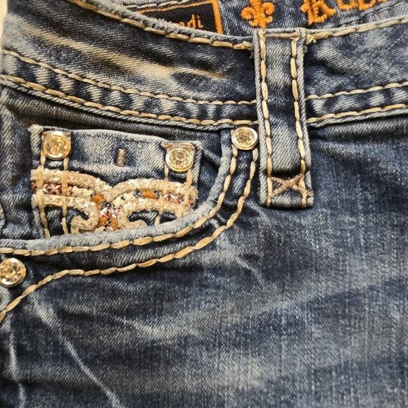 Rock Revival Klandi Straight Jeans 25 Embroidered Rhinestone Distressed Denim St - Picture 6 of 11